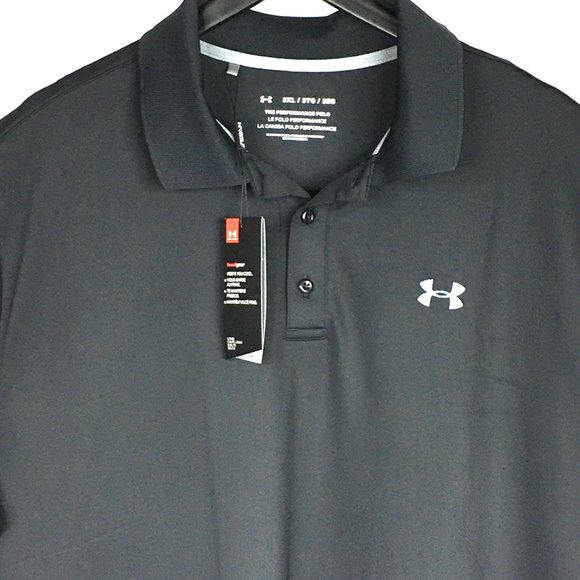 NWT Under Armour Black Heat Gear Golf Polo Shirt. - Picture 2 of 8